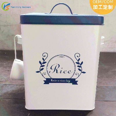 厂家定制储米箱 美式喷粉镀锌铁皮金属洗衣粉面粉密封储物桶 米桶
