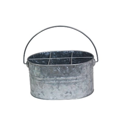 6 compartments galvanized metal wine caddy