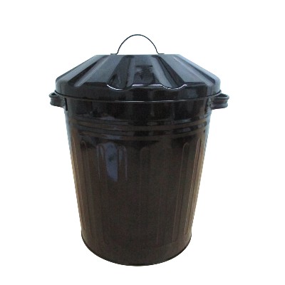 Black round 3 Gallon galvanized steel garbage can with lid
