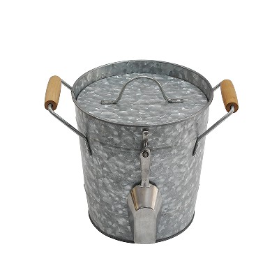 Metal Double Wall Drink Bucket With Lid And Scoop