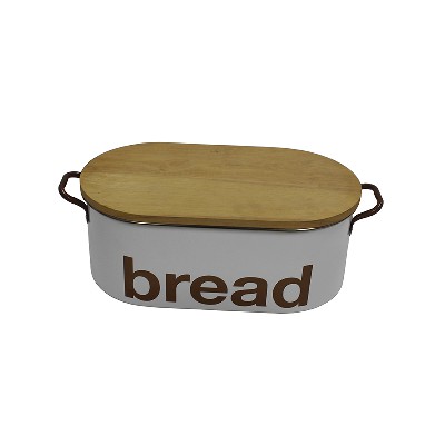 Metal Bread Bin With Bamboo Lid