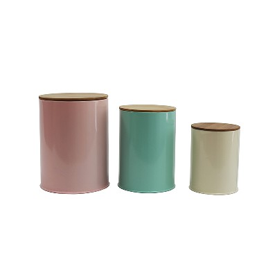 Hot Sale Set of 3 Home Kitchen Power Coated Finish Metal Storage canisters