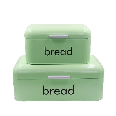 Green Metal Steel storage container Steel bread box for kitchen