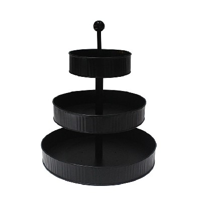 Black Galvanized Farmhouse Style Rustic Kitchen Cupcake Stand 3 Tiered Serving Tray