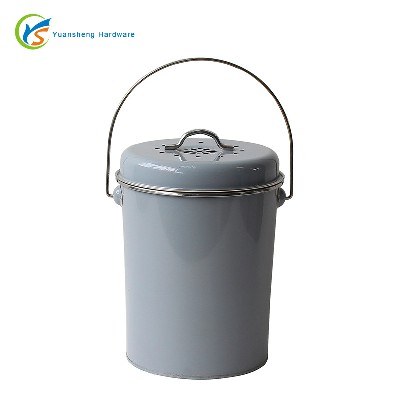 欧式铁制厨余垃圾桶 餐厅厨房菜渣桶可过滤气 桌面垃圾收纳筒定制