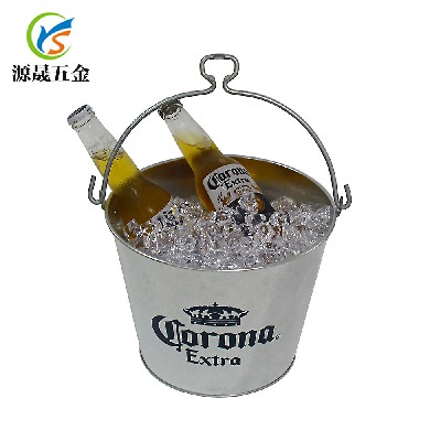 定制铁皮桶冰桶镀锌铁皮金属铁艺桶手提圆形小冰桶酒吧啤酒桶