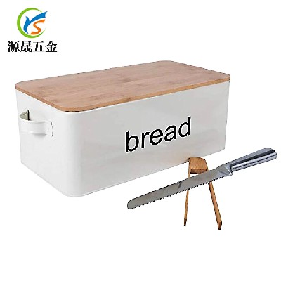 定制欧式带木盖长方形面包箱金属镀锌铁皮面包储物罐收纳面包盒子
