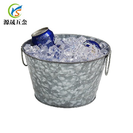 广东冰桶厂家定做圆形金属冰桶镀锌铁冰桶双耳白铁皮啤酒桶冰桶