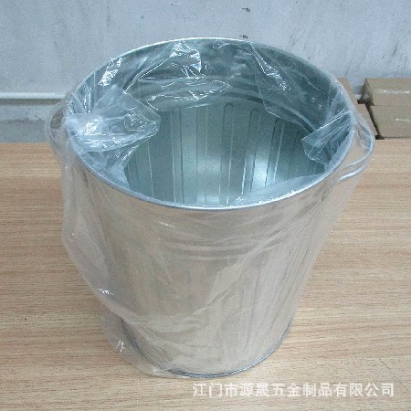 定制白铁皮垃圾桶 家用户外带盖镀锌铁皮垃圾桶 圆形金属垃圾桶