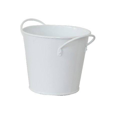 厂家定制白色铁艺花桶 铁质马口铁欧式花桶 双耳花桶