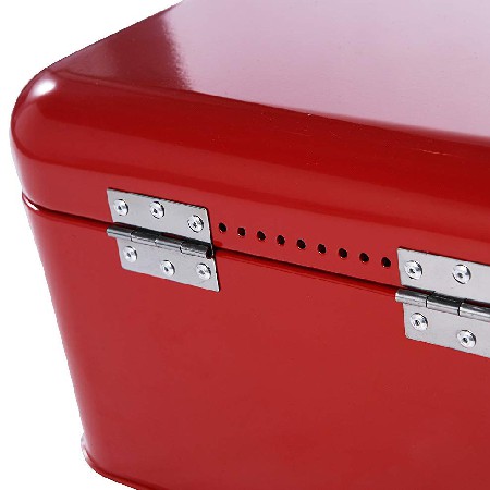 定制欧式镀锌铁翻盖面包盒 红色厨房收纳盒复古金属铁皮面包箱