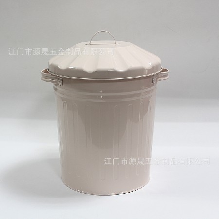 厂家定制垃圾桶 定制款厨房家用圆形金属带盖垃圾桶 铁皮垃圾桶