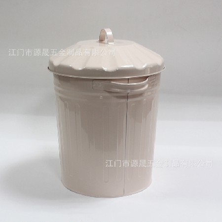厂家定制垃圾桶 定制款厨房家用圆形金属带盖垃圾桶 铁皮垃圾桶