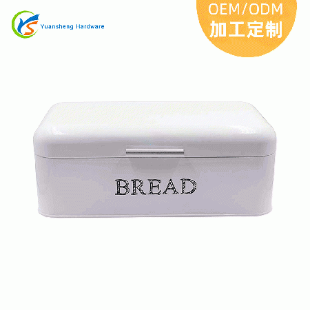 OEM定制长方形白色喷粉铁皮面包箱 带盖收纳面包盒 铁厨房面包箱