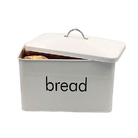 跨境定制面包箱 铁带盖白色长方形大容量面包盒 厨房镀锌铁面包箱