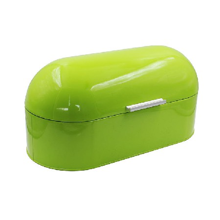 定制金属收纳厨房面包箱 镀锌铁皮复古绿色椭圆拱形翻盖面包盒
