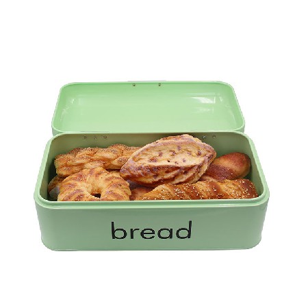 定制亚马逊长方形收纳面包盒 欧式金属镀锌铁皮喷粉翻盖面包箱