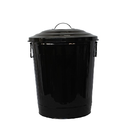 Black Large Metal Trash Can