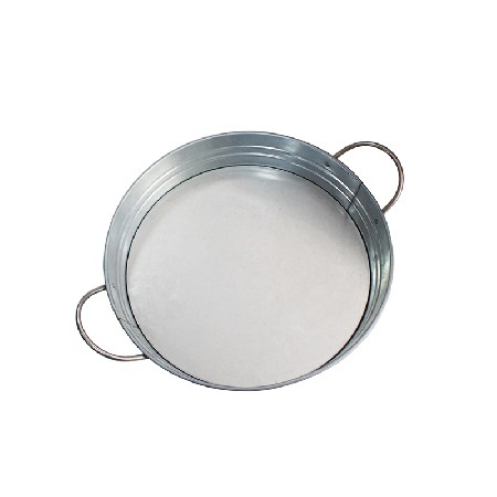 Round Galvanized Metal food tray with handles