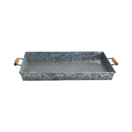 Rectangle Country Rustic Galvanized Zinc Metal kitchen tray with handles