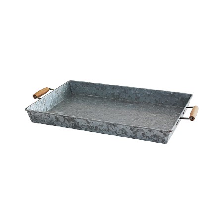 Rectangle Country Rustic Galvanized Zinc Metal kitchen tray with handles