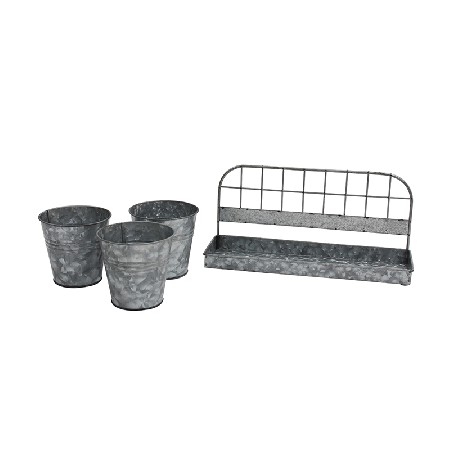 Country Style Galvanized Metal Wall-mounted Set 3 Flower pot