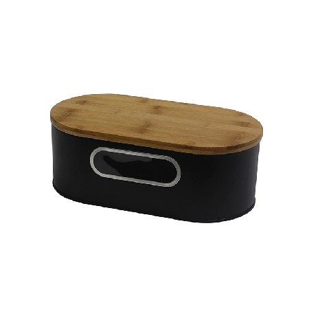 High quality cheap unique galvanized metal bread box with wood lid