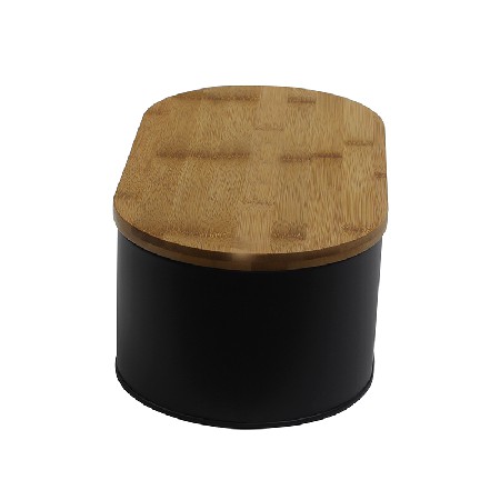 High quality cheap unique galvanized metal bread box with wood lid
