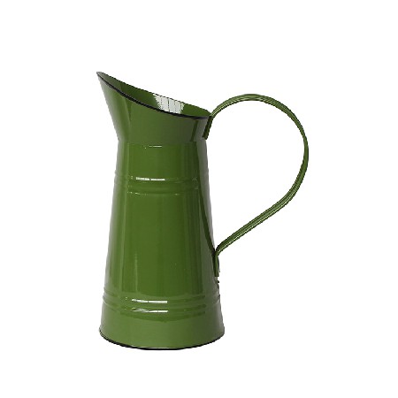 Green French Style Country Primitive Flower Vase Jug Rustic Metal Pitcher for for Home Decoration