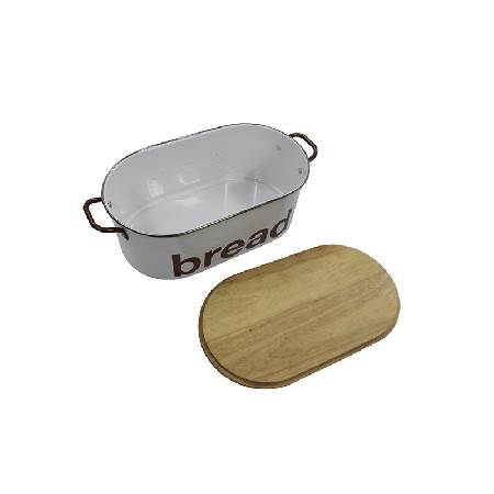 Metal Bread Bin With Bamboo Lid