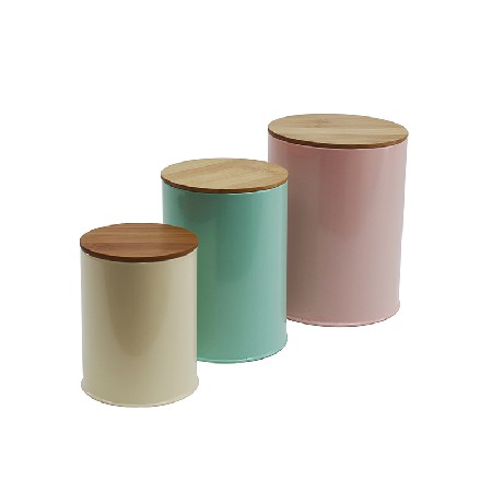 Hot Sale Set of 3 Home Kitchen Power Coated Finish Metal Storage canisters