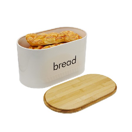 Farmhouse Home Kitchen Storage Cream metal vintage Bread Box for sale