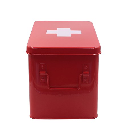 Galvanized Medicine Storage Box Metal First Aid Box with Side Handles
