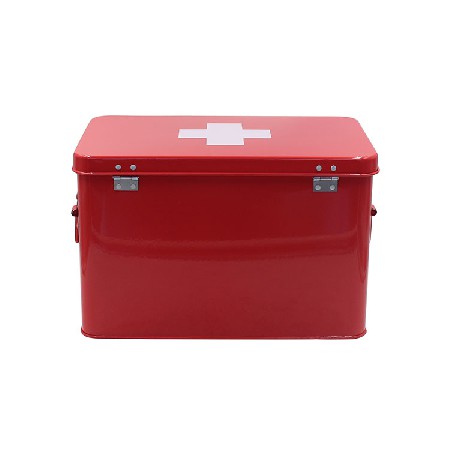 Galvanized Medicine Storage Box Metal First Aid Box with Side Handles