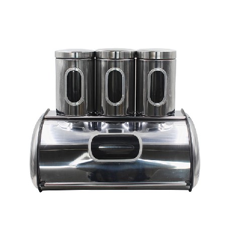 Stainless Steel Kitchen bread Sugar Food Tea Coffee Candy Storage Canister with Transparent Windows