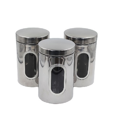 Stainless Steel Kitchen bread Sugar Food Tea Coffee Candy Storage Canister with Transparent Windows