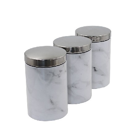 3 Piece Galvanized Metal Food Storage and Organization Canister Set