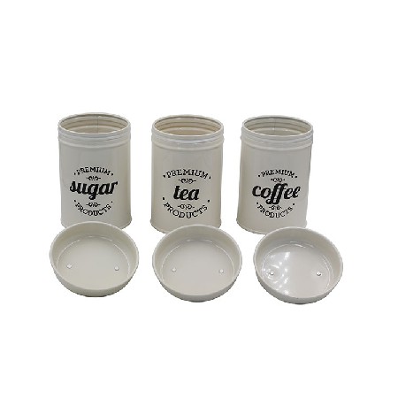 Cream Metal Rustic Farmhouse Country Decor Containers for Sugar Coffee Tea Storage