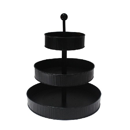 Black Galvanized Farmhouse Style Rustic Kitchen Cupcake Stand 3 Tiered Serving Tray