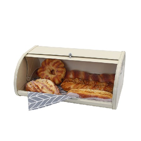 定制面包箱 亚马逊跨境金属鼓型平侧翻盖收纳面包盒 铁皮面包箱