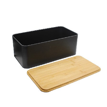 跨境厂家定制金属面包盒  厨房长方形面包罐 家用收纳竹盖面包箱