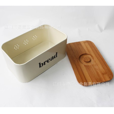 批发 带木盖子  金属 面包箱 铁皮  厨房收纳铁面包盒