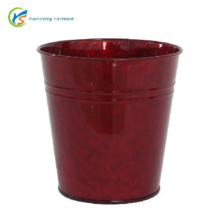 欧式铁皮桶花桶 圣诞节工艺品圆形金属镀锌铁皮红色铁制花盆花桶